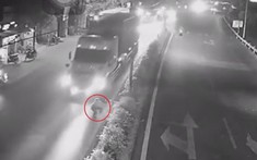 Video người đàn ông bước hụt chân lên dải phân cách, ngã ra đường và bị xe container cán tử vong tại Thái Bình