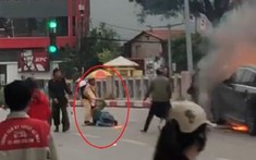 Video CSGT cứu tài xế Grabbike khỏi đám cháy trong vụ nữ tài xế lái Mercedes gây tai nạn liên hoàn