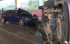 Maserati Ghibli tông một chiếc ô tô lật nghiêng, lý do đằng sau đó mới khiến người ta bất ngờ