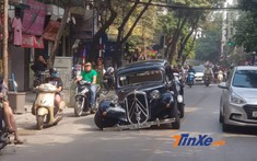 Hà Nội: Xe cổ Citroen Traction Avant hàng hiếm đang chạy thì bất ngờ gãy trục trước