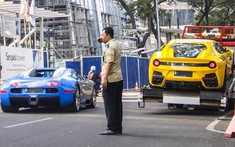 Bugatti Veyron và Ferrari F12tdf của nhà giàu Indonesia bất ngờ "chạm mặt" nhau trên đường