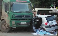 Giật mình với video ô tô con lấn làn, lao thẳng vào đầu xe ben tại Bắc Giang