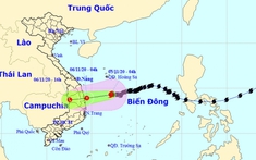 Bão số 10 sẽ suy yếu thành áp thấp nhiệt đới trên vùng biển Quảng Ngãi - Phú Yên