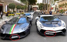 Cặp đôi siêu xe Lamborghini Aventador độ "khủng" của hai nước Việt-Lào giao lưu ngày cận Tết