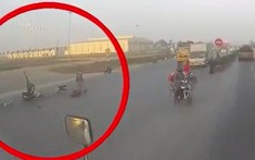 Video: Sang đường, người phụ nữ bị Yamaha Exciter tông văng tại Hải Dương