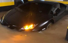 Đau lòng với cảnh siêu xe Lamborghini Huracan "chết đuối" trong hầm gửi xe ở Brasil