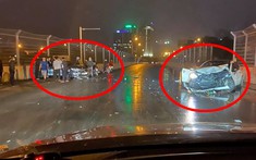 Hà Nội: Hai ô tô hư hỏng nặng sau va chạm tại đường đua F1 đầu tiên ở Việt Nam