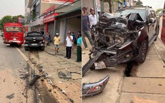 Sơn La: Xe bán tải Chevrolet Colorado vỡ nát đầu sau khi gây tai nạn liên hoàn cho 2 ô tô