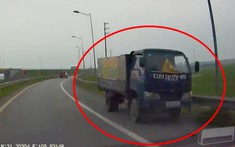 Video: Xe tải sửa lốp chạy ngược chiều trên Quốc lộ 1A khiến nhiều người bức xúc