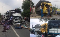 Long An: Tai nạn liên hoàn của 2 xe tải và xe bồn khiến 3 người bị gãy chân