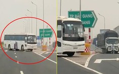 Hết chạy ngược chiều trên Quốc lộ, xe chở công nhân Samsung lại chạy ngược chiều ở cao tốc