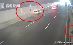 Ô tô hạng sang Maserati gặp nạn trong hầm, rụng cả bánh sau, người lái "méo mặt" vì tiền sửa xe