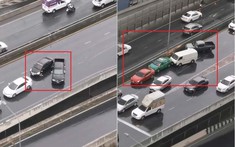 Video: Trời mưa khiến đường "trơn như bôi mỡ", hàng chục ô tô và xe máy tông dây chuyền