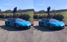 Đại gia đánh golf ngay trên mui xe carbon của Lamborghini Aventador SV Roadster trong mùa dịch Covid-19