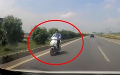 Video: Thanh niên chạy xe máy ngược chiều trên cao tốc Bắc Giang - Lạng Sơn ở làn tốc độ cao nhất