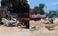Video quay khoảnh khắc ô tô tải chở đất đè bẹp xe con Toyota Vios tại Thanh Hóa khiến 3 người tử vong