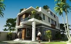 Mẫu biệt thự 2,5 tầng phong cách hiện đại, hợp phong thủy