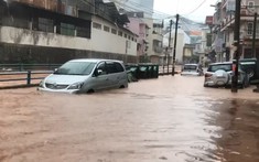 Video: Đường biến thành sông, ô tô, xe máy bì bõm "bơi" trên phố ở Đà Lạt