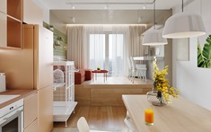 Thiết kế nội thất sắc màu tươi vui trong căn hộ 46m2