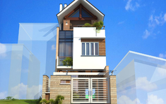 Mẫu thiết kế nhà lô 3 tầng mái Thái có sân trước rộng thoáng