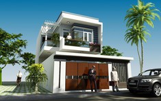 Mẫu thiết kế nhà phố 2 tầng 4 phòng ngủ nằm ngay mặt đường lớn