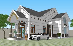 Mẫu nhà vườn 1 tầng có gác lửng cho gia đình trẻ