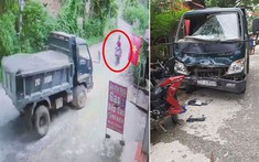 Video quay khoảnh khắc xe côn tay Honda Winner ôm cua lấn làn, tông trực diện ô tô tải tại Yên Bái