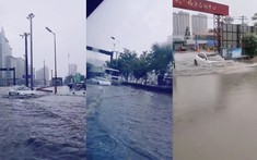 Chứng kiến khả năng "lội nước như thuyền" của xe điện Tesla Model 3