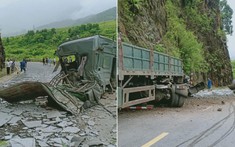 Đâm vào vách núi trên quốc lộ 4D, xe đầu kéo vỡ làm đôi, tài xế và phụ xe tử vong thương tâm