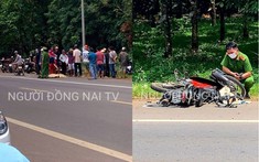 Video: Xe máy bị tai nạn, văng trúng người đàn ông đứng bên đường trong vụ tai nạn hi hữu tại Đồng Nai