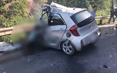 Thái Nguyên: Kia Morning "mất đầu" sau tai nạn với xe tải đi ngược chiều, tài xế tử vong tại chỗ