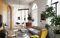 Căn hộ dưới 65m2 phong cách Mid-century với hệ cửa vòm xinh yêu