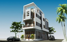 Phương án thiết kế nhà phố 4 tầng kết hợp kinh doanh trên đất rộng 100m2