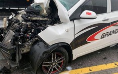 Video quay khoảnh khắc ô tô con Hyundai Grand i10 đối đầu xe container trên cầu Bính của Hải Phòng