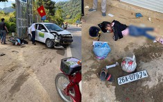 Sơn La: Xe taxi phóng nhanh, lấn làn, tông trực diện xe máy khiến 1 phụ nữ gãy chân