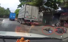 Video: Ngã ra đường và bị ô tô tải cán trúng, 2 phụ nữ đi xe máy thương vong trong vụ tai nạn tại Thái Bình