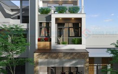 Mẫu thiết kế nhà phố trên đất xéo đẹp không kém đất vuông
