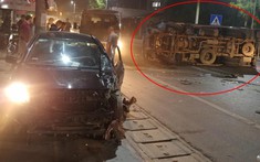 Hải Phòng: Toyota Vios hỏng nặng đầu xe sau va chạm với xe tải, 2 người bị thương