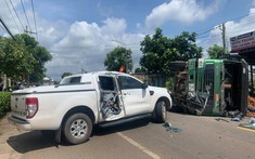 Video: Nữ tài xế lái Toyota Yaris đi từ hẻm ra quốc lộ, gây tai nạn liên hoàn cho 2 ô tô và 1 xe máy tại Bà Rịa - Vũng Tàu