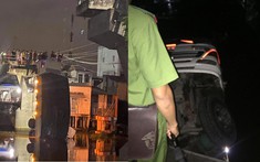 Tiền Giang: Chở 15 tấn lúa làm sập cầu dân sinh, ô tô tải rơi xuống kênh nước