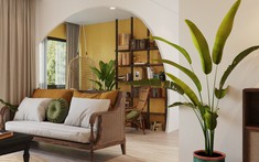 Chất Indochine và Tropical kết hợp tinh tế trong căn hộ homestay 65m2