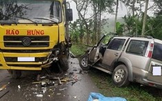 Quảng Ngãi: Xe tải lấn làn tông trực diện với Ford Everest, 2 người chấn thương nặng