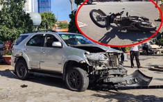 Nha Trang: Sau va chạm với xe máy, Toyota Fortuner tông ghế đá, lao thẳng vào sân Nhà thờ Núi