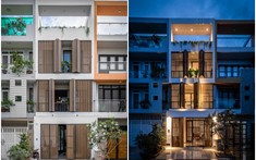 Nhà của Ngọc với lam chắn nắng bao phủ mặt tiền