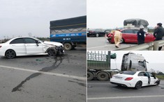 2 chiếc xe sang Mercedes-Benz vỡ nát trong vụ tai nạn liên hoàn trên cao tốc Hà Nội - Bắc Giang