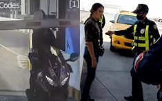 Video: Nữ biker chạy mô tô vào đường cao tốc, tông gãy hàng rào thu phí, chống đối lực lượng chức năng