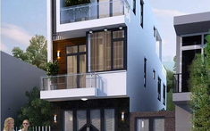 Mẫu thiết kế nhà lô 3 tầng có sân trước và gara ô tô