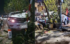 Video: Xe bán tải Mazda BT-50 lao qua đường, tông trúng gốc cây, suýt lao vào nhà dân tại Thái Nguyên