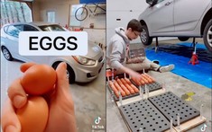 Chuyện lạ: Người đàn ông mất 6 ngày để thành công nâng một chiếc xe chỉ bằng những quả trứng