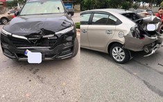 Nghệ An: Toyota Vios bị vò nát đuôi xe sau va chạm với VinFast LUX SA2.0